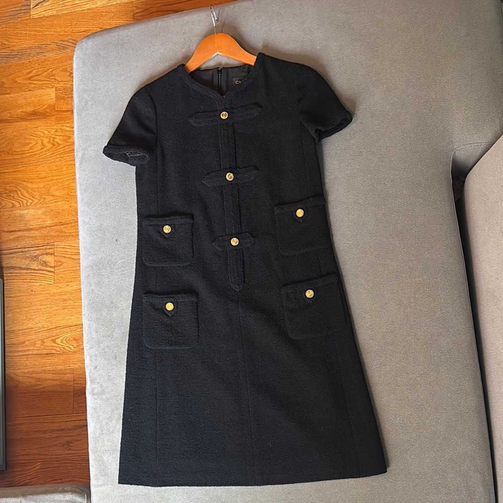 Chanel Vintage Black Wool Tweed Dress with Gold CC Buttons Y2K - Karl Lagerfeld - Picture 15 of 16